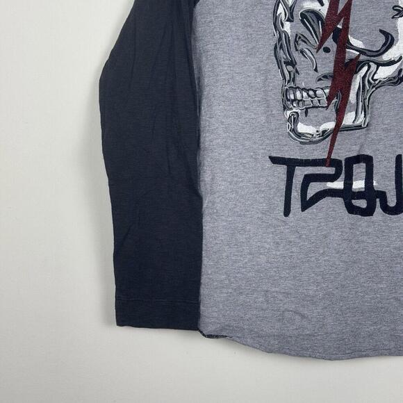 TRUE RELIGION TRBJ Skull Raglan LS MEN T-SHIRT Grey/Black Y2K Grunge Sz M $99 - Picture 8 of 13